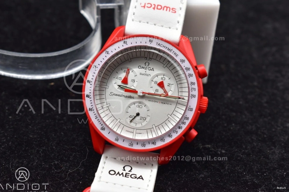 to Swatch on Omega Mars Mission Quartz Strap Nylon Bioceramic x Moonwatch 0505